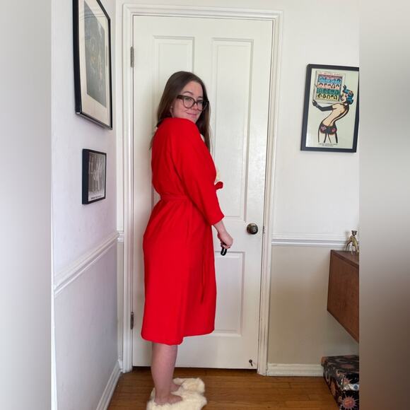 50s-60s Holiday Robe and Slipper Set - Picture 2 of 11